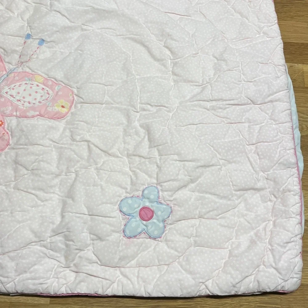 Pottery Barn Kids Pale Pink Floral Butterfly & Flower Quilted Pillow Sham
